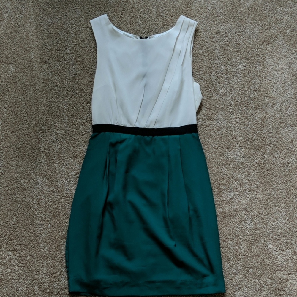 Cream and teal dress